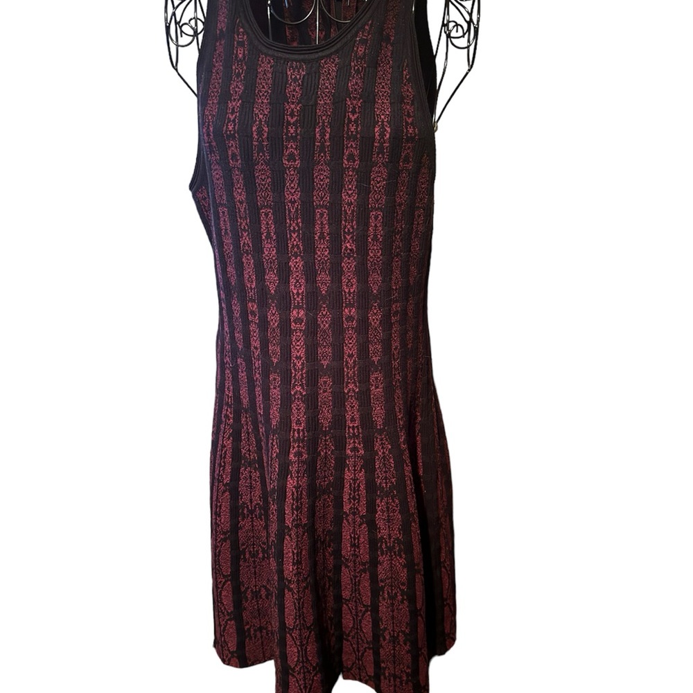 White House Black Market Knit Dress Wine and Black size L
